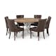 Matgrupp Manor House Lyon Runt Matbord Ø150 cm & 6 Tuva Stolar Trä/Brun Almträ