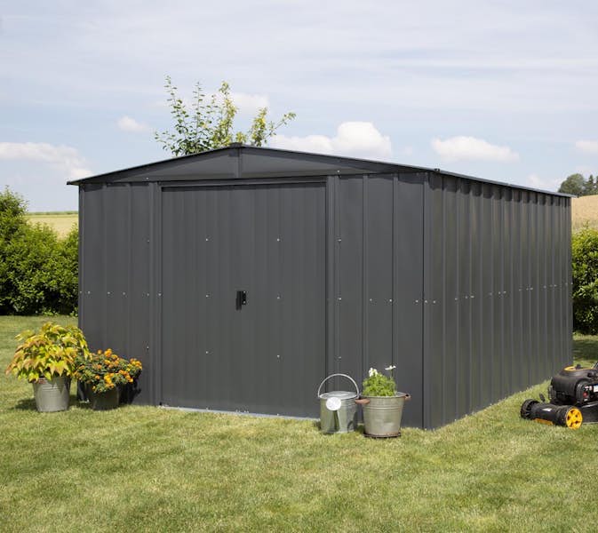 Förråd gop Trenix Antracit 10,7 m² Redskapsbod Byggsats i Stål