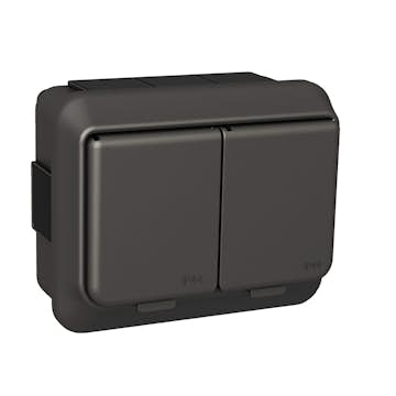 Vägguttag Schneider Electric Exxact Primo 2-vägs Utanpåliggande Jordat 16A IP44 Skruvanslutning