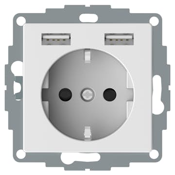 Vägguttag Schneider Electric Exxact 2xUSB