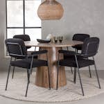 Matgrupp Venture Home Lanzo Runt Matbord Ø120 cm & 4 Yesterday Stolar i Boucle