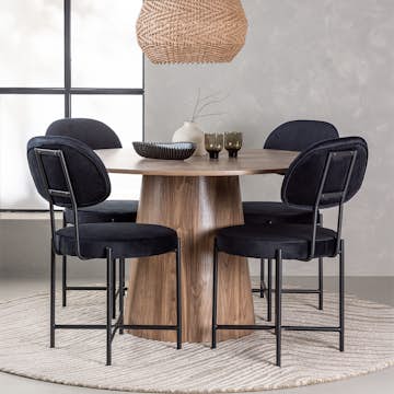 Matgrupp Venture Home Lanzo Runt Matbord Ø120 cm & 6 Stella Stolar