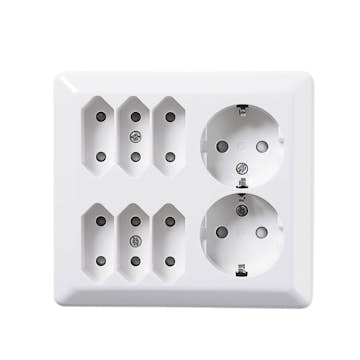 Vägguttag Elko 6+2-Vägs RS Renvit