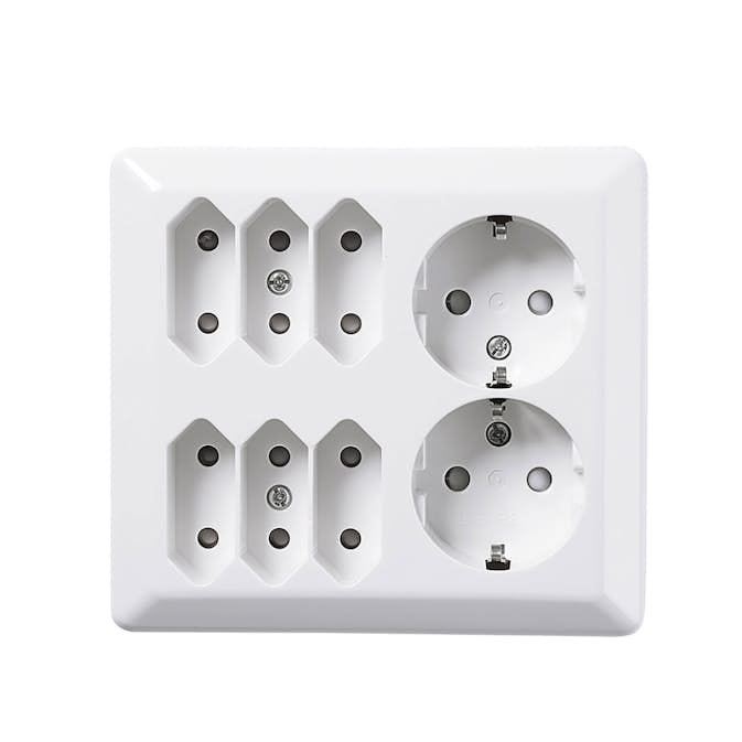 Vägguttag Elko 6+2-Vägs RS Renvit