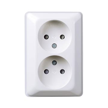 Vägguttag Elko 2-Vägs Utanpåliggande RS Renvit