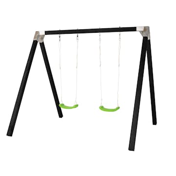 Gungställning PLUS Svart med 2 Gröna Gungsitar