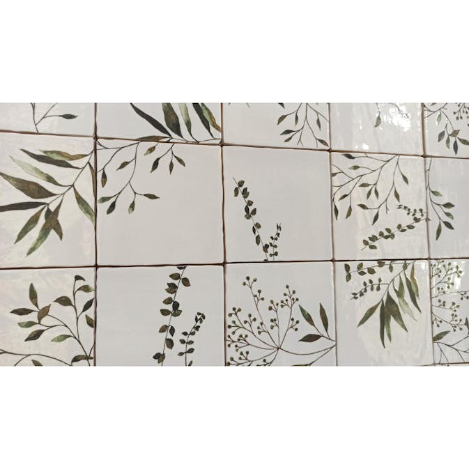 Kakel Lhådös Olivia dekor grön 15x15