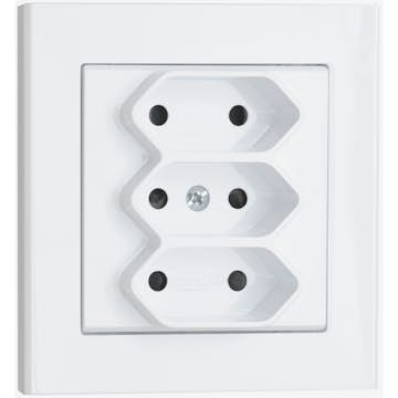 Vägguttag Malmbergs Optima 3-V Euro Vit med Skruvanslutning