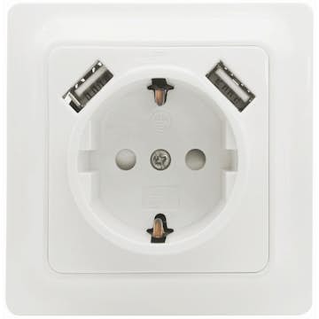 Vägguttag Malmbergs Gamma 1-Väg + 2Xusb med Skruvanslutning