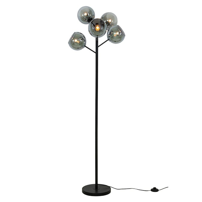 Golvlampa Aneta Atom 5-arm Svart/Rök