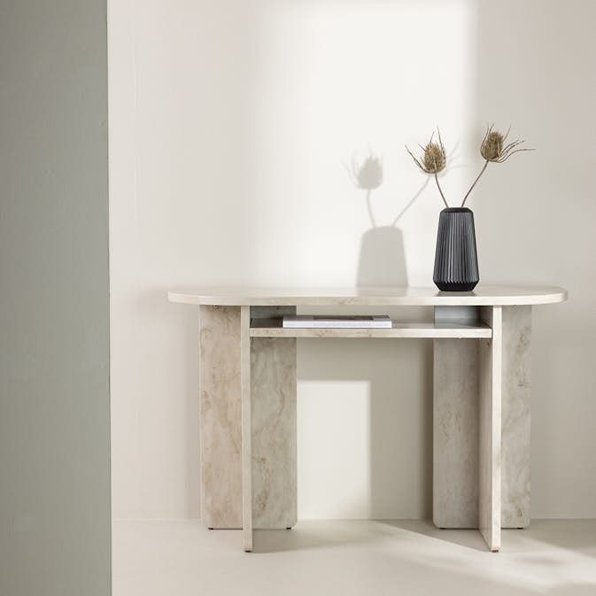 Sidobord Venture Home Ålesund Ovalt Bord med Marmorlook 120cm