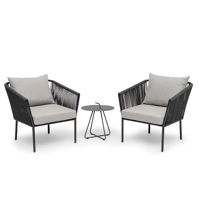 Caféset Hillerstorp Sandholma med 2 st Lersund Trädgårdsfåtöljer