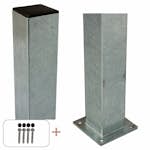 Stålstolpe PLUS Med Fot inkl. Stolpskydd/Bultar 8x8 cm