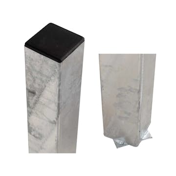 Stålstolpe 8x8x186 cm - till nedgrävning - inkl. 1 st. stolphatt