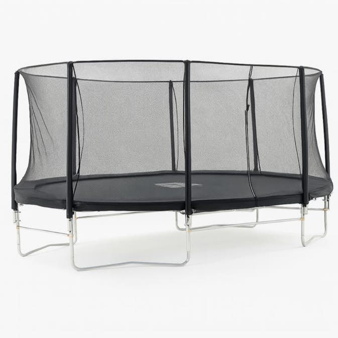 Studsmatta Metalcraft Oval Svart 3,05 x 4,88 m Med Säkerhetsnät & Stabil Stålram För Trädgårdslek