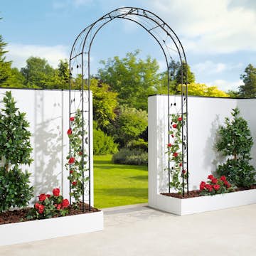 Rosenbåge Hortus Svart Metall Trädgårdsportal för Klätterväxter