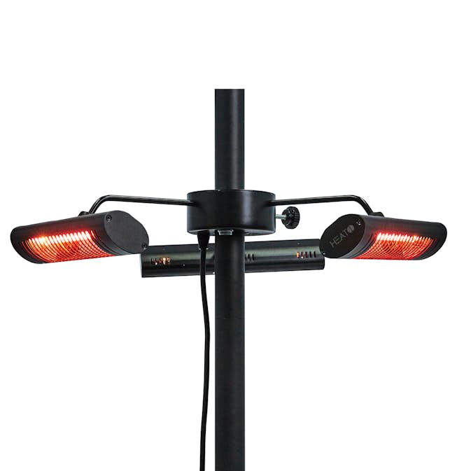 Infravärmare HEAT1 ECO High-line 3x670W Terrassvärmare för Parasol, Svart Aluminium