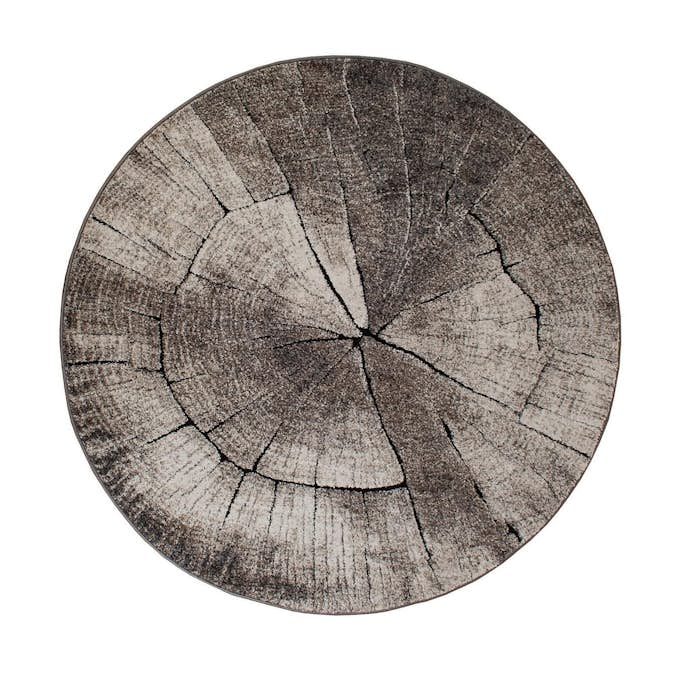 Friezematta KM Carpets Tree Rund Grå