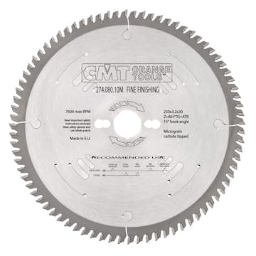 Sågklinga CMT Orange Tools fintandad 250x3,2x30 T80 TFW