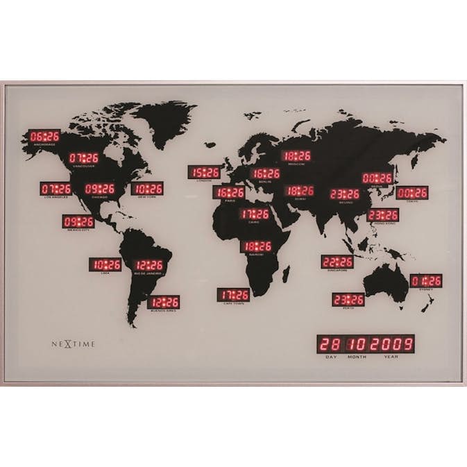 Väggklocka NeXtime World Time Digit