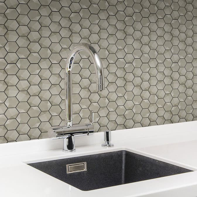 Kakel Natucer Ceramica Natural Hex Grå 3D 6x7 cm