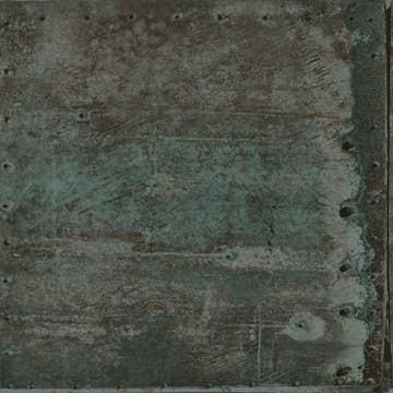 Tapet Origin Stora Slitna Rostiga Metallplåtar med Nitar Brun/Blå