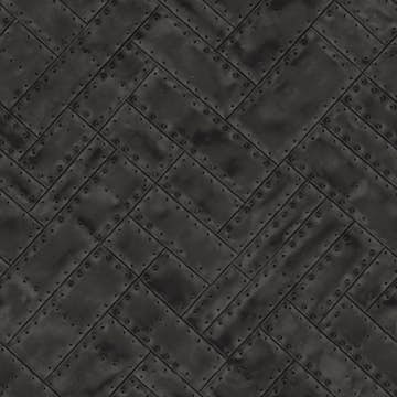 Tapet Origin Metallplåtar med Nitar i Fiskbensmönster Svart