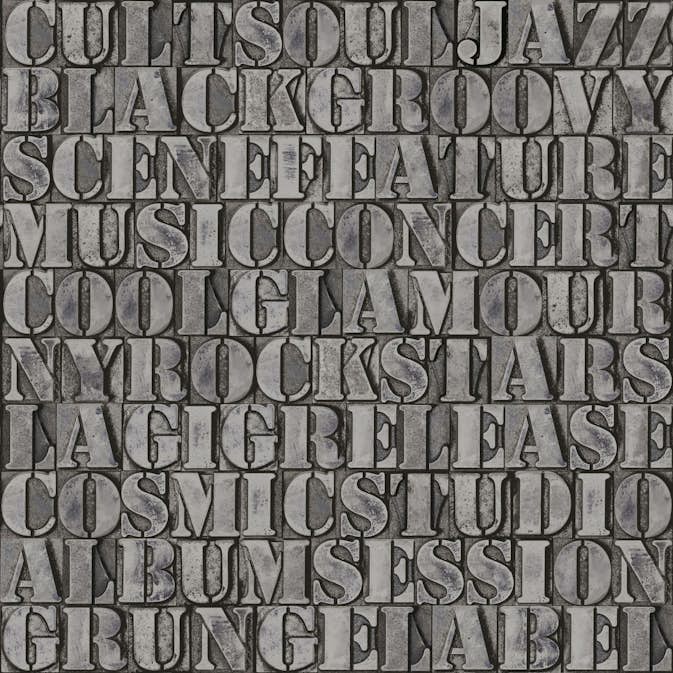 Tapet Origin Gamla Metalltryckta Bokstäver Mörkgrå