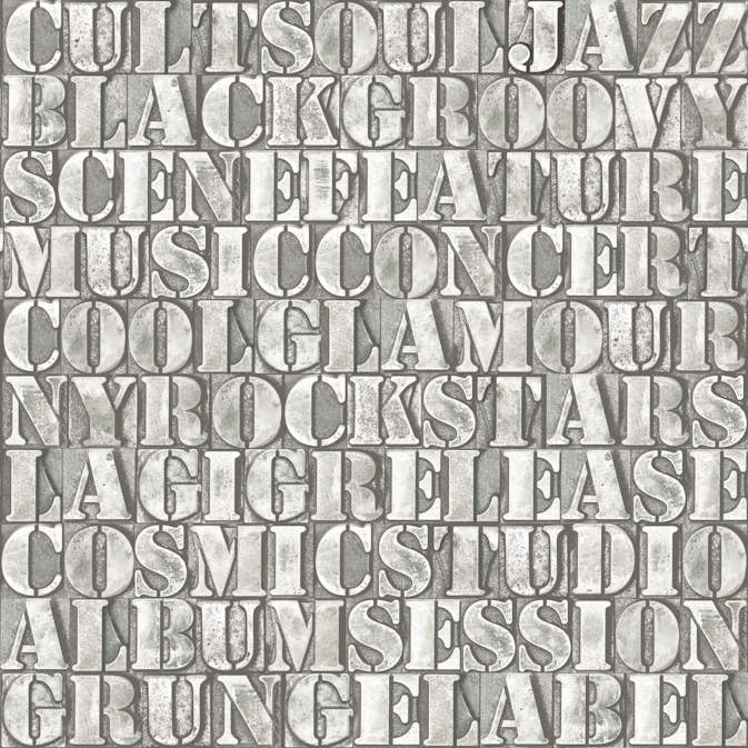 Tapet Origin Gamla Metalltryckta Bokstäver Beige