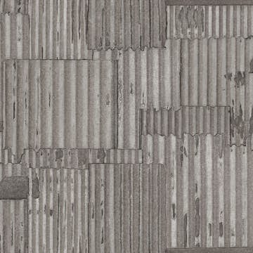 Tapet Origin Industriell Korrugerad Plåt 3D Mörkgrå