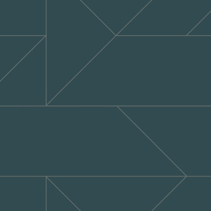 Tapet Origin Grafiska Linjer Mörkblå