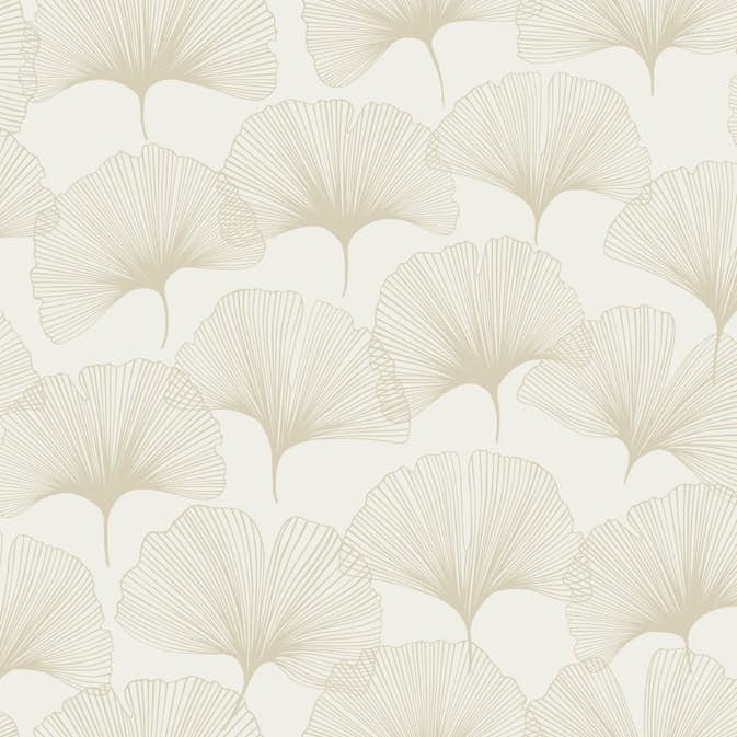 Tapet Origin Gingkoblad Beige/Guld