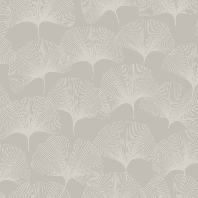 Tapet Origin Gingkoblad Glänsande Grå