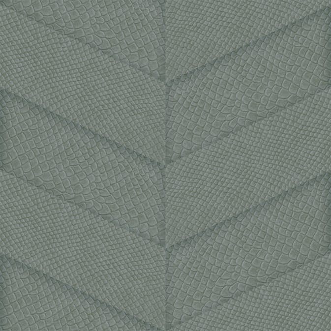 Tapet Origin Kakelmotiv med Ormskinn Tryck Blå/Grå