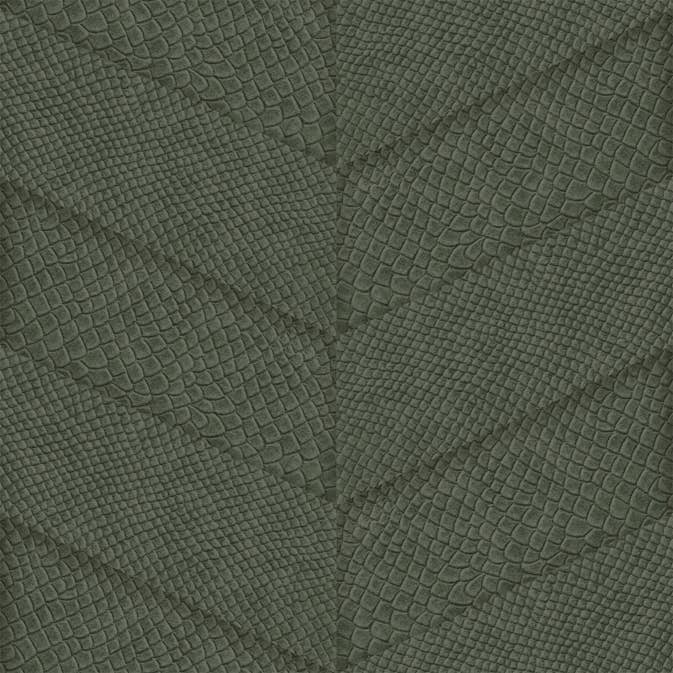 Tapet Origin Kakelmotiv med Ormskinn Tryck Grå/Grön