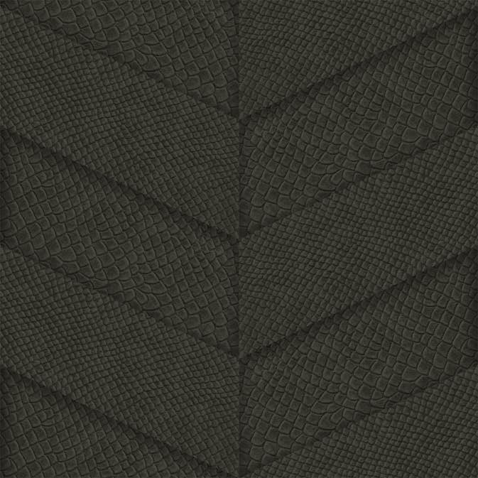 Tapet Origin Kakelmotiv med Ormskinn Tryck Mörkbrun