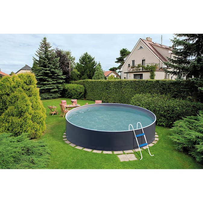Poolpaket Mountfield Azuro 3,6x1,2m Graphit Vit Med Skimmer Filter & Stege