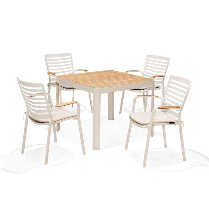 Matgrupp LifestyleGarden Portals 95 cm med 4 Carver Stolar