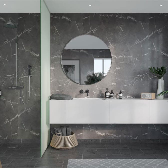 Våtrumsskiva Fibo Black Marble 2272-M00 S