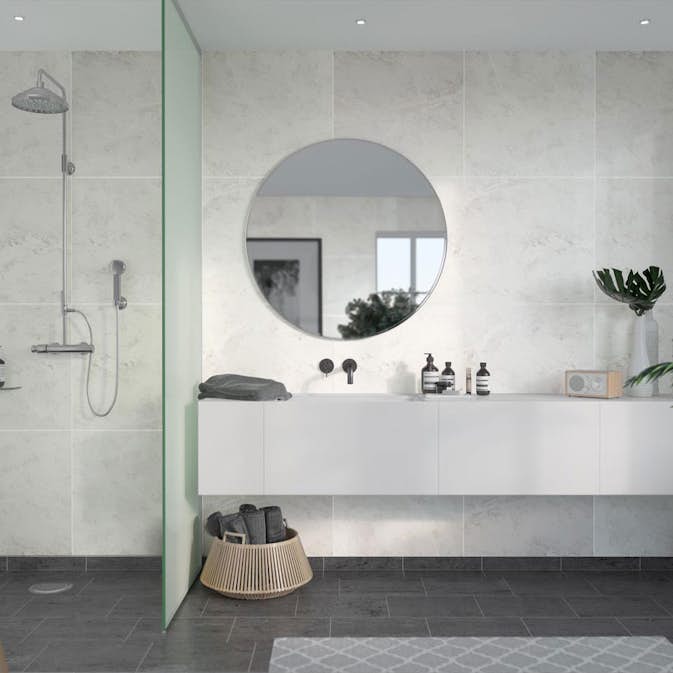 Våtrumsskiva Fibo White Marble 2273-M6060S