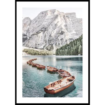 Poster Gallerix Boats At Braies Lake
