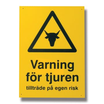 Skylt Willab Varning för Tjur