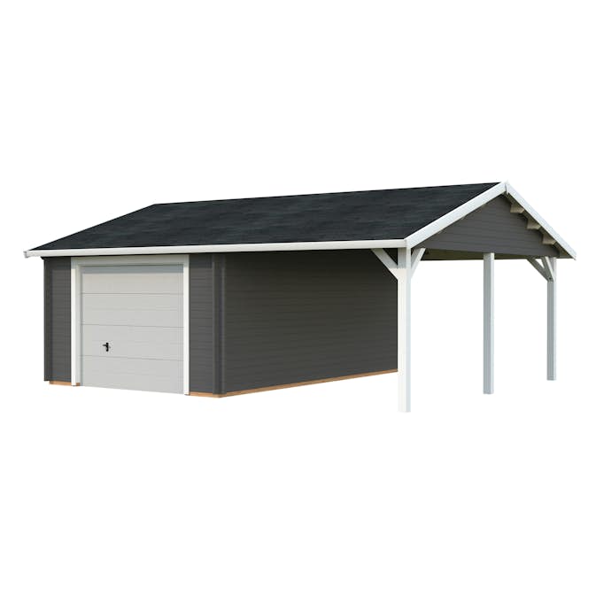 Garage Palmako Roger med Carport 36,5 m2 och Takskjutport
