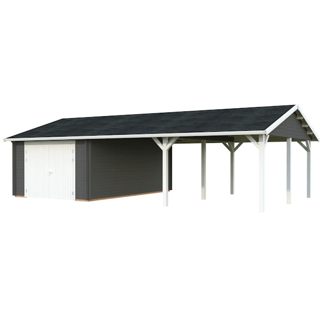 Garage Palmako Roger med Carport 53,1 m2 och Takskjutport
