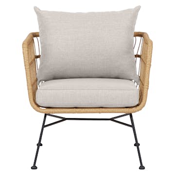 Trädgårdsfåtölj ENVY DESIGN Nina, Metall/Rotting/Polyester, Trästol med Dynor för Utebruk