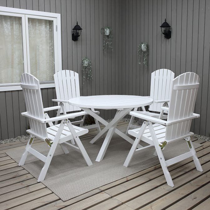 Matgrupp Baltic Garden Scottsdale Ø112 Med 4 Kungshamn Stolar