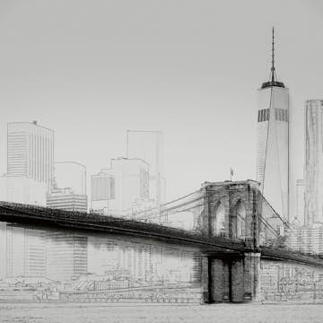 Tapet Idealdecor New York Art Illustration Black And White