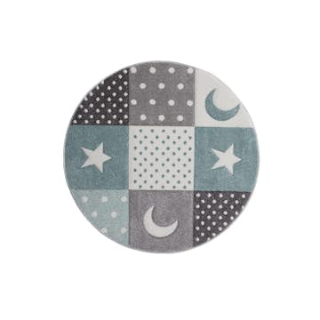 Barnmatta KM Carpets Atlas Star Turkos Rund 120