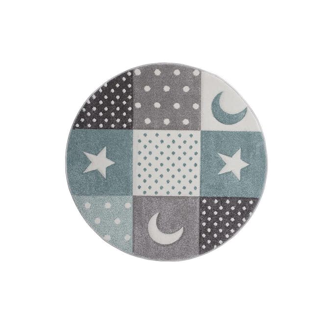 Barnmatta KM Carpets Atlas Star Turkos Rund 120