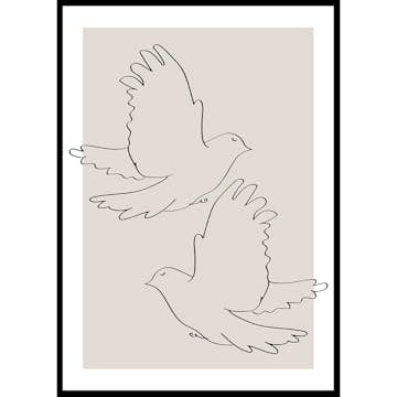 Poster Gallerix Doves Line Drawing